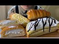 【咀嚼音】イチゴスペシャル、たっぷりホイップクリームパン、チョココロネ、マヨコーンパン/과자를 먹는 소리/The sound of eating dessert【ASMR】【食べる】