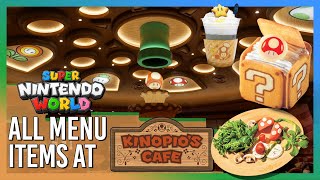 ALL menu items at Kinopio's Cafe in Super Nintendo World
