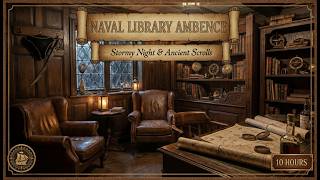 1600s Naval Officer Library Ambience | Rain on Windows, Compass & Old World Map Sounds screenshot 4