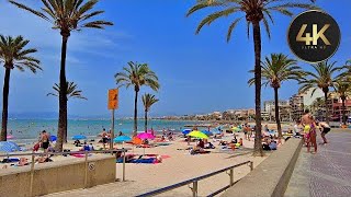 El Arenal, Mallorca (4K UHD) Walking Tour Along The Beach Summer 2023