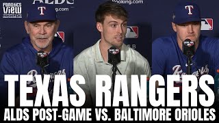 Evan Carter, Josh Jung \& Bruce Bochy React to Texas Rangers GM1 ALDS Win vs. Baltimore Orioles