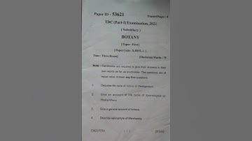 Bsc part 1 exam questions Botany Subsidiary session - 2020-2023 BRABU