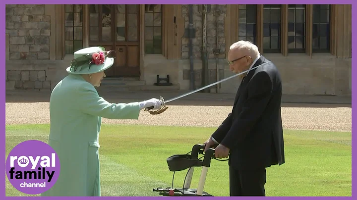 Captain Tom Moore knighted by The Queen During Out...
