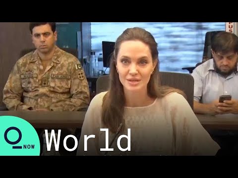 Angelina jolie makes surprise visit to flood-affected pakistan