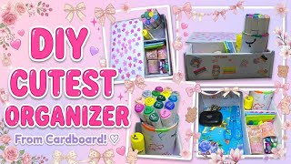 CUTE💖 DIY ORGANIZER FROM CARD BOARD|🦄ROOM DECORATION 🎀