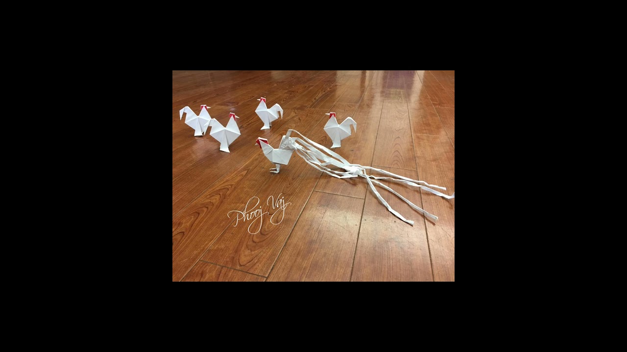 PHOTO - Origami Chicken Flock #Origami #art #birds #poultry #papercraft #paper #Rooster #birdlover