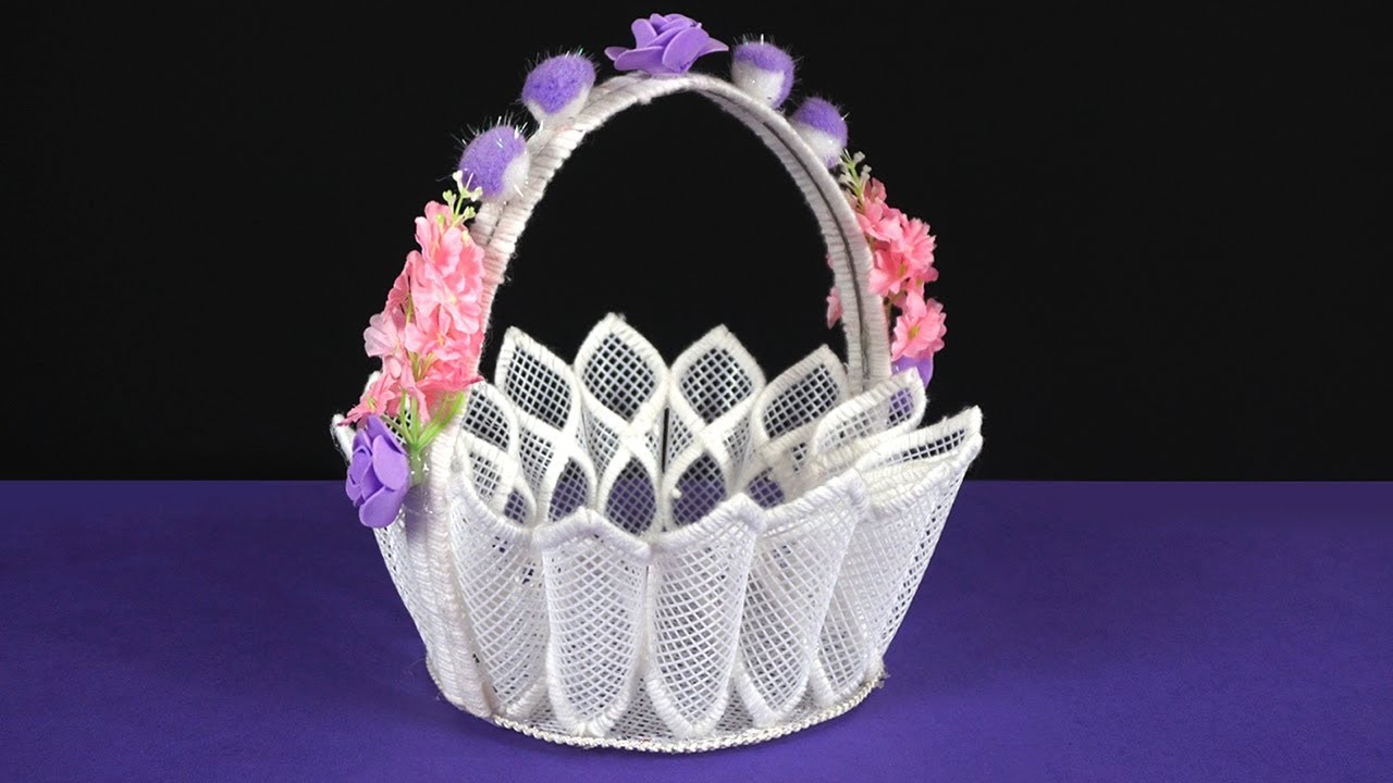 how to make plastic canvas basket step by tutorial youtube candle holder pattern books ornaments cast iron plant hanger