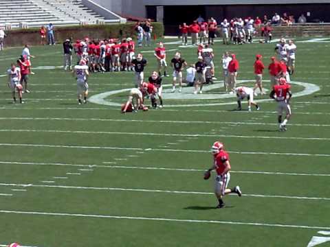 UGA quarterbacks perform passing drills before 201...