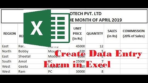 Excel - NIELIT DCA Practical Question | Create Data Entry Form in Excel.
