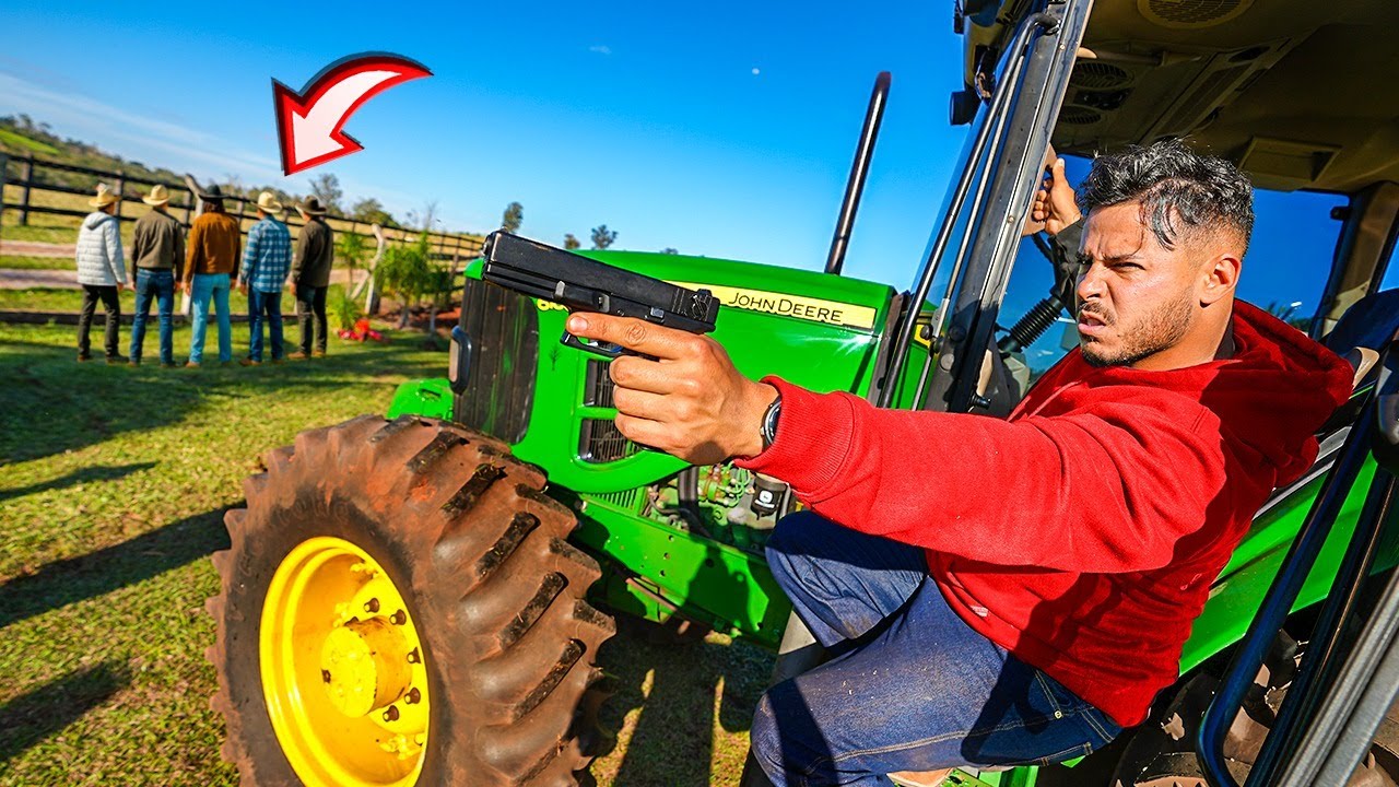 ATIREI NOS MEUS AMIGOS ESCONDIDO COM AIRSOFT DENTRO DO TRATOR KKKKKK