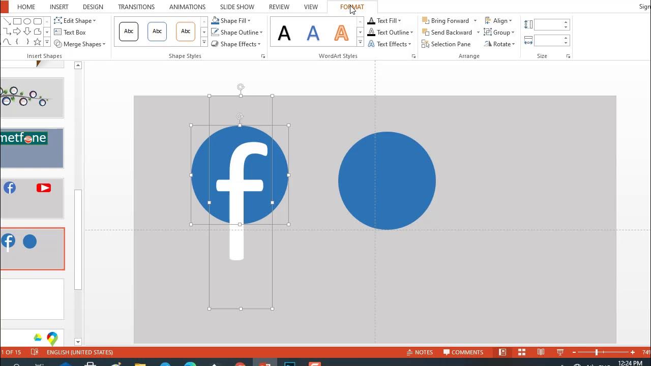How to create logo Facebook and YouTube with PowerPoint របៀបបង្កើត