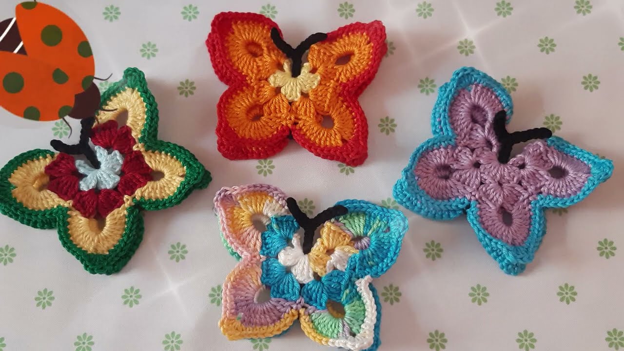 Farfalla a calamita, spilla o decorazione...Tutorial all'uncinetto 🦋😍