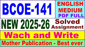 BCOE 141 solved assignment 2025-26 in English || bcoe 141 solved assignment 2026 || ignou bcoe141