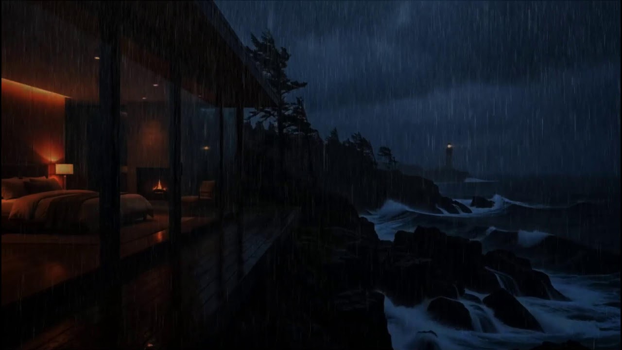 WARNING: You Won’t Stay Awake 🌧️🌊 Violent Ocean Storm at Cozy Cliff Cabin | Deep Sleep, Insomnia