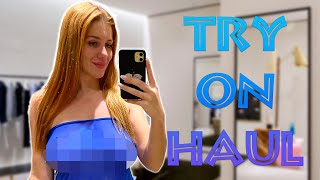 [4K] Transparent Dresses and See-through Lingerie Try on Haul