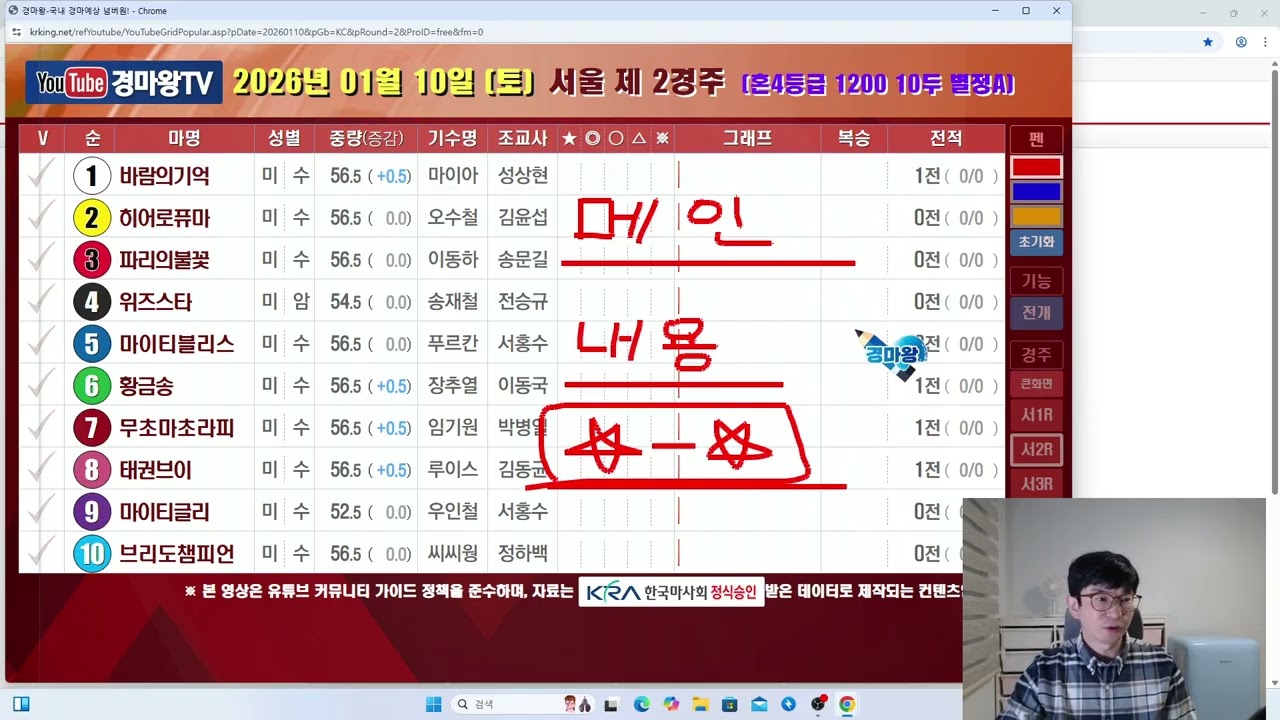 준비 잘된 1월 10일 토요일 방송 (서울과제주/준비굿/일등정보력/분석과내용/완벽한조합/상승세/신중히움직입니다)