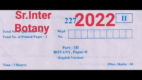 AP Sr.Intermediate BOTANY paper 2022||inter 2nd year Botany model paper 2022||important questions||