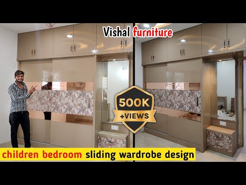 latest-2022-children-bedroom-sliding-wardrobe-designs👌😍-with-mirror|-2-door-sliding-wardrobe-designs