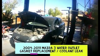 2004-2011 Mazda 3 (2.0L) Water Coolant outlet Gasket replacement/Coolant leak