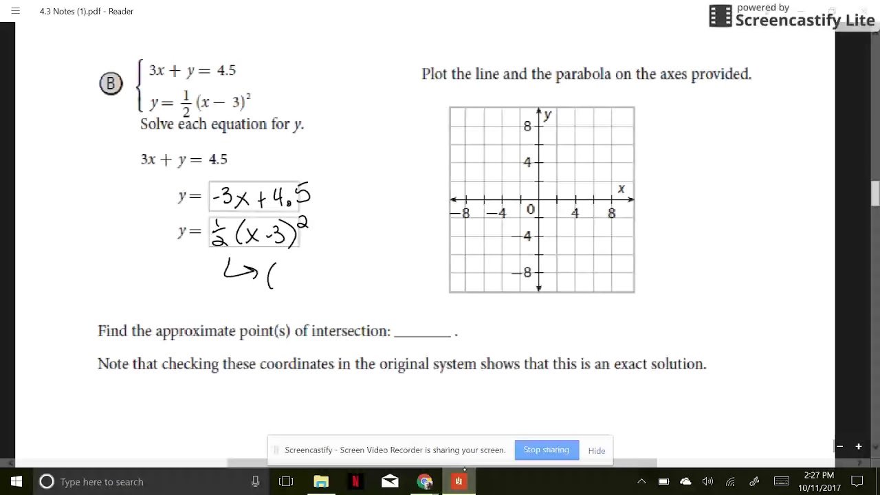 Section 1111.1111 Part 11 - Solving Linear/Quadratic Systems Throughout Linear Quadratic Systems Worksheet