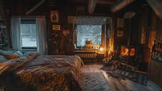 Cozy Warm Cabin in the Cold Winter | Relax and Fall asleep with a Crackling Fireplace Burning Sounds