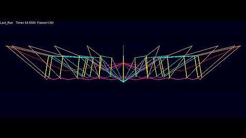 Side view of dynamic simulation of a cable dome construction process