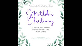 Green and Old Lace Delicate Leaves Baptism Invitation