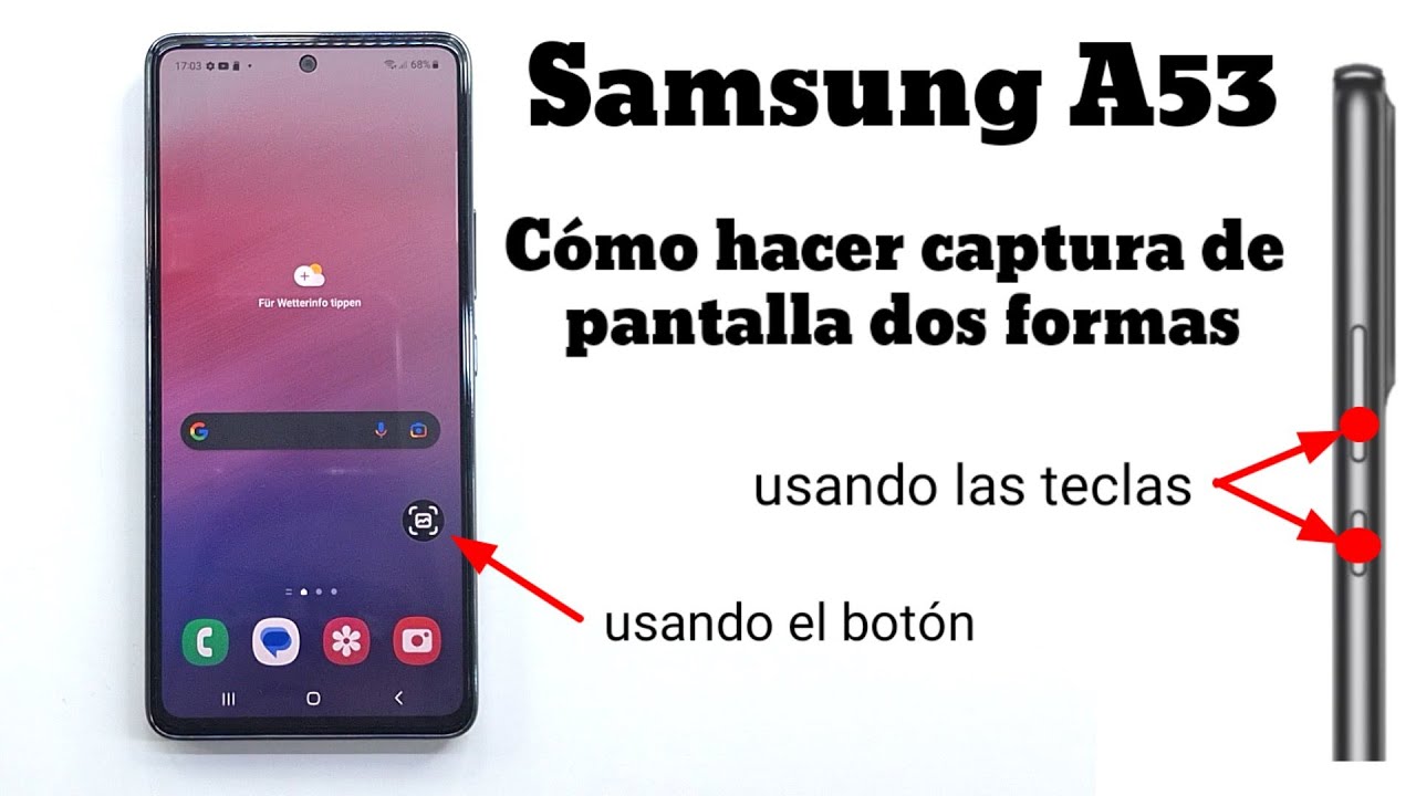 Samsung A53 Cómo hacer captura de pantalla - screenshot - YouTube