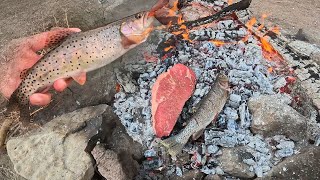 Cooking Steak & Trout on Hot Coals (Outdoor Boys Style)