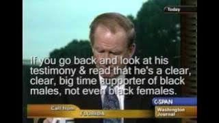 C-Span Redneck caller accuses Clarence Thomas renting Long Dong Silver, gay porn.