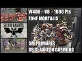 Sg  warhammer 40k v8  rapport de bataille fr  1000 pts  zone mortalis  slaanesh vs primaris