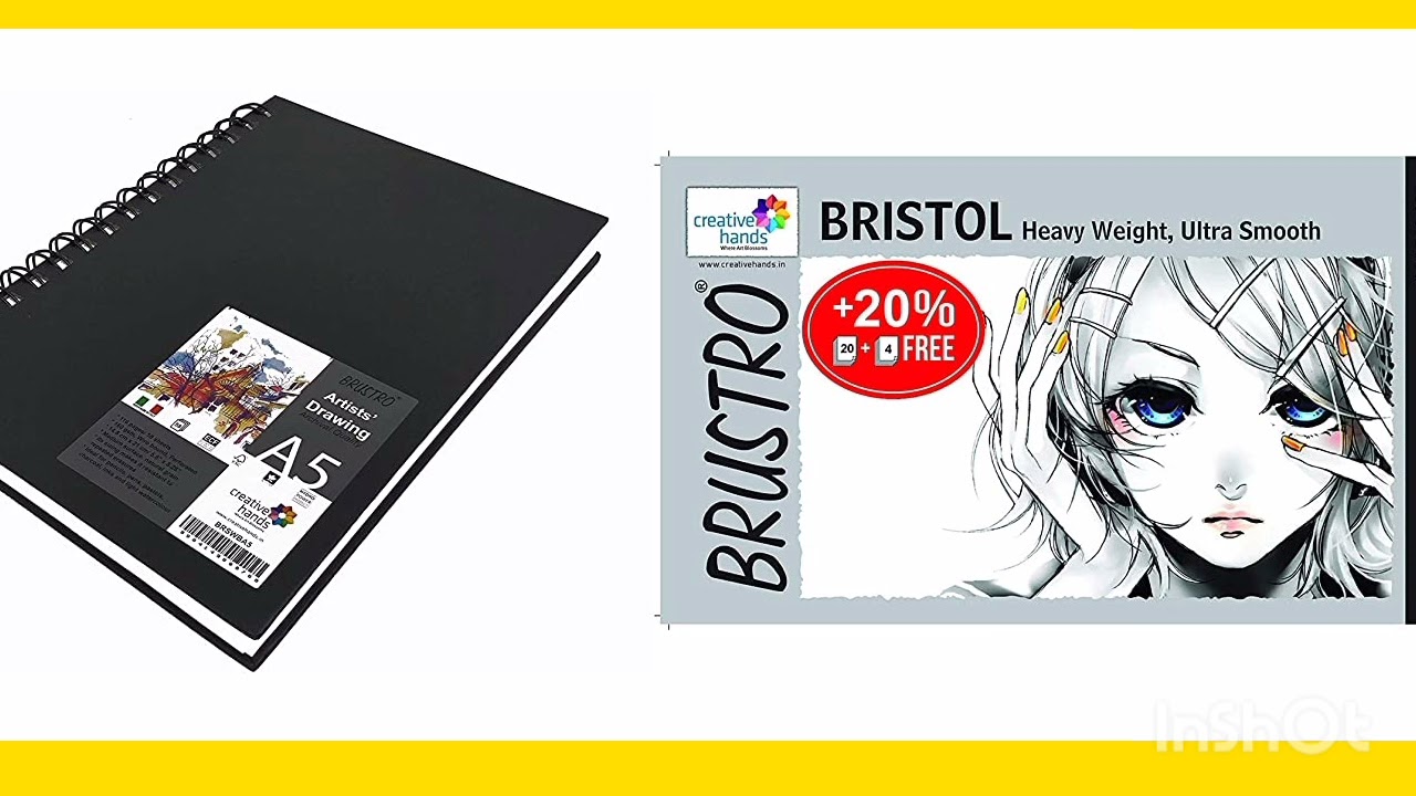 Drawing paper Brustro Technical Pen Black (Set of 6) with Brustro Ultra Smooth Bristol 250 GSM A4 -