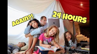 24 Hours OVERNIGHT in BLANKET FORT! Who snuck out!?