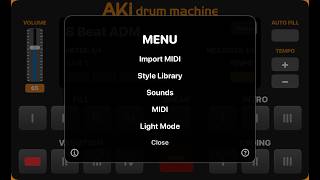 AKI Drum Machine - Menu and Import MIDI Function