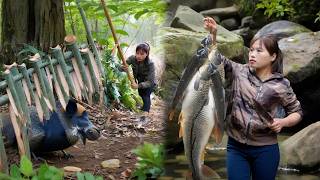 鬥野豬抓河魚，荒野美女麗姐秀操作，全新庇護所製作荒野美食，這日子也太好了！