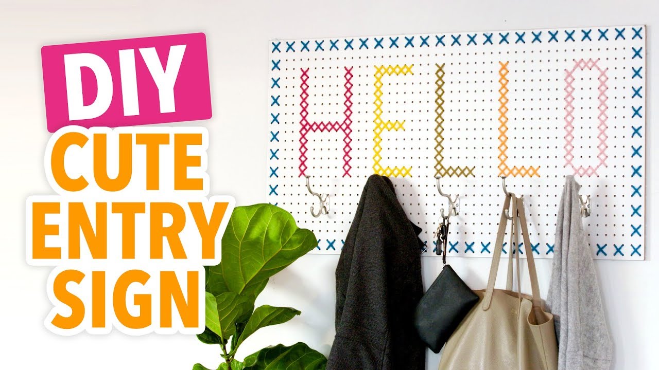 DIY Crossstitch Pegboard Entry Sign HGTV Handmade YouTube
