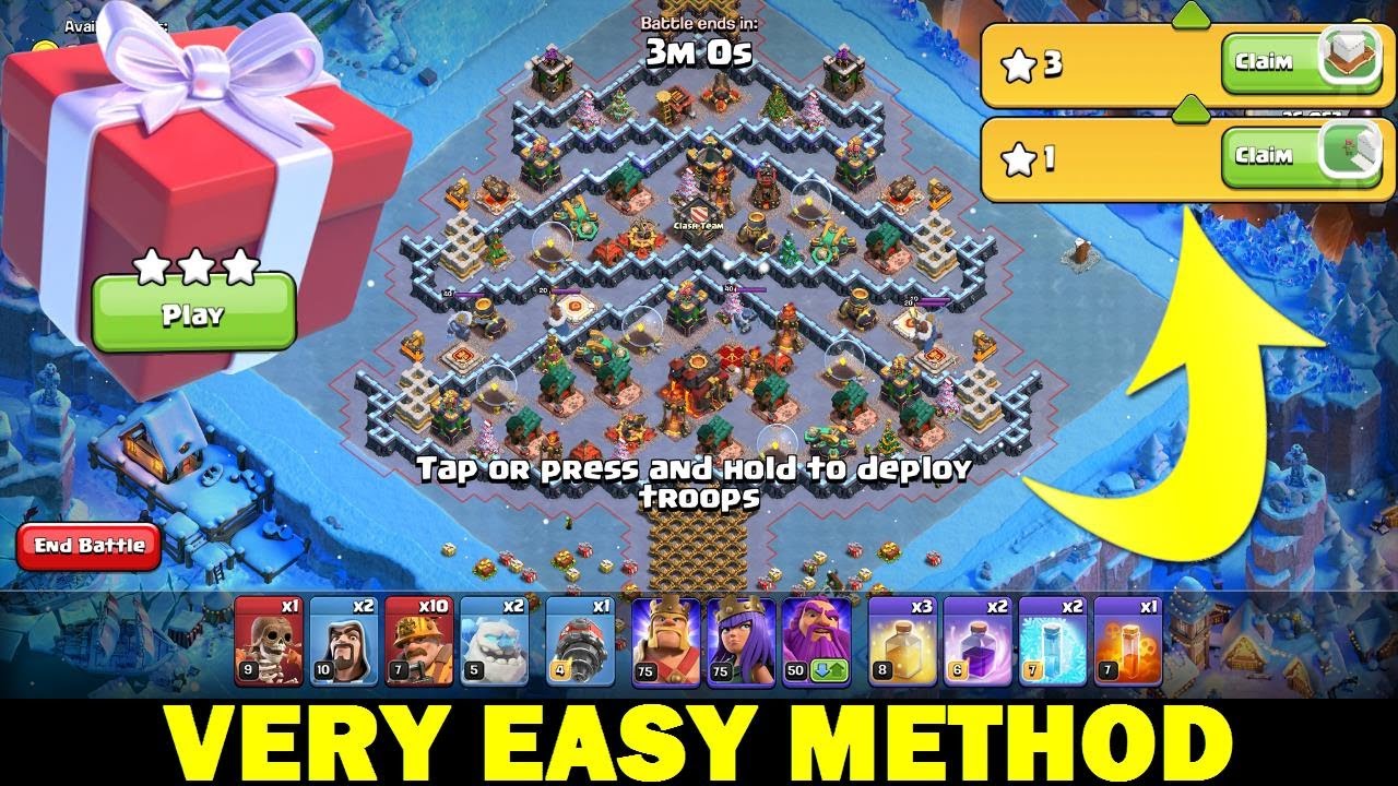 Clash of Clans Jolly Clashmas Challenge Part 1 ! 3 Star Strategy ! Very Easy Method.