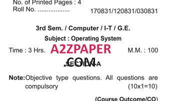 HSBTE Diploma 3rd Sem Operating System Question Paper