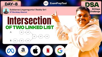 Intersection of two linked List || Day -8 DSA Challenge  #dsa #coding #ept #leetcode