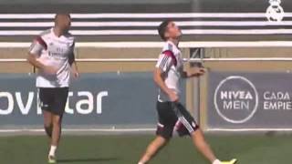 Entrenamiento de James Rodríguez con Cristiano Ronaldo, Varane y Benzema - Real Madrid 2014