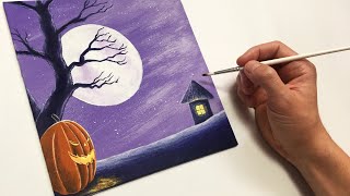 Easy Halloween Painting for Beginners | Acrylic Painting Tutorial Step by Step