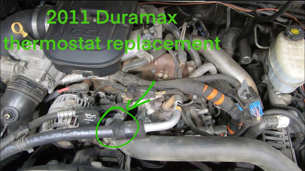 2011 duramax 6.6L LML thermostat replacement the fastest way - YouTube
