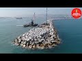 AMAZING ISRAEL BREAKWATER CONSRUCTION PROCESSING, BREAKWATER BUILDING FOR HARBOR PROTECTION