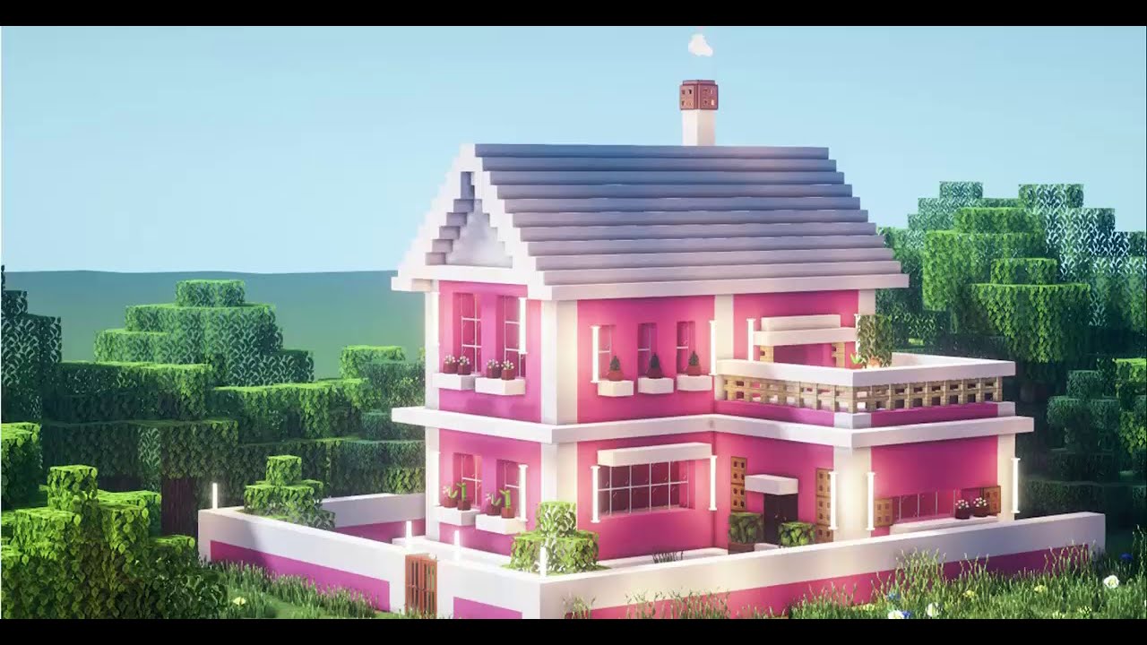 casa no minecraft rosa