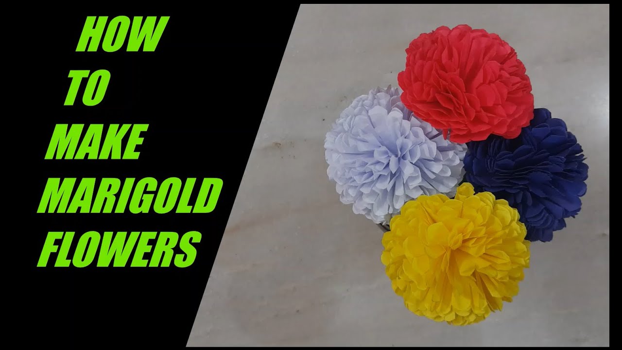 How To Make A Paper Marigold Flower Tissue Paper Marigolds DIY
