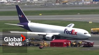 Boeing 767 cargo plane lands on nose after landing gear failure