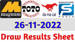 26-11-2022 Today 4D Results Magnum Toto Kuda/Damacai | 4d Result Today | Today 4d Result Live
