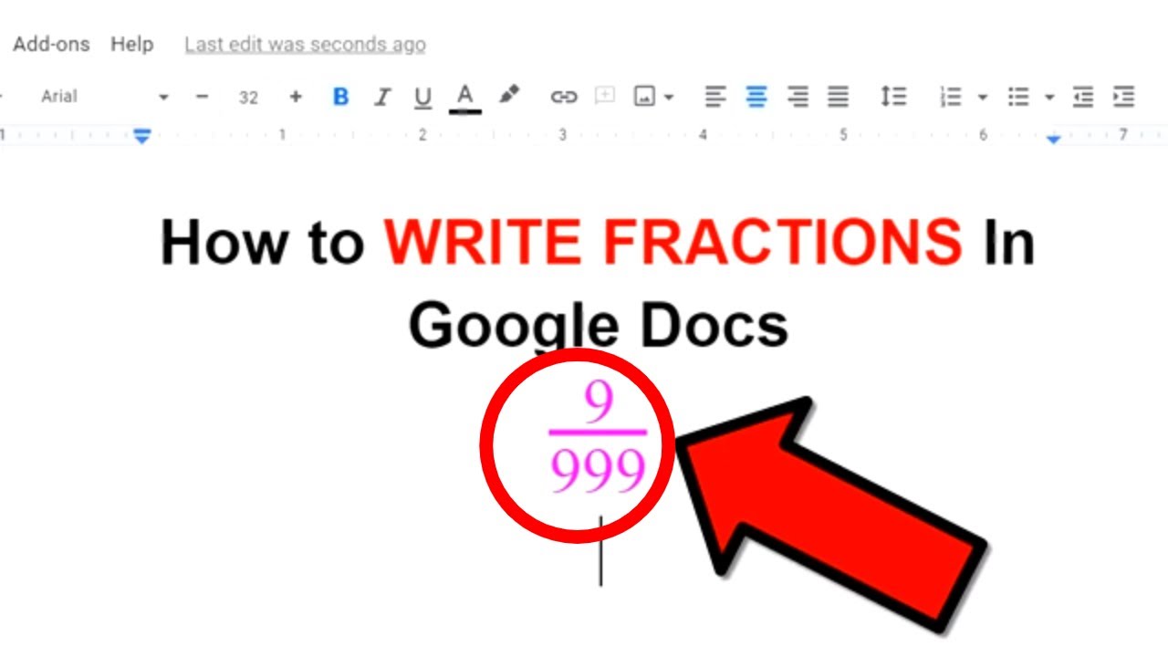 Writing fractions in google docs