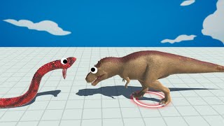 NEW Battle Simulator -  HUGE Titanoboa vs T-REX Who's the Most Dangerous Dinosaur? Animal Revolt