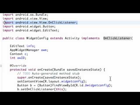 Android Application Development   165   Setting up Widget Configuration Class